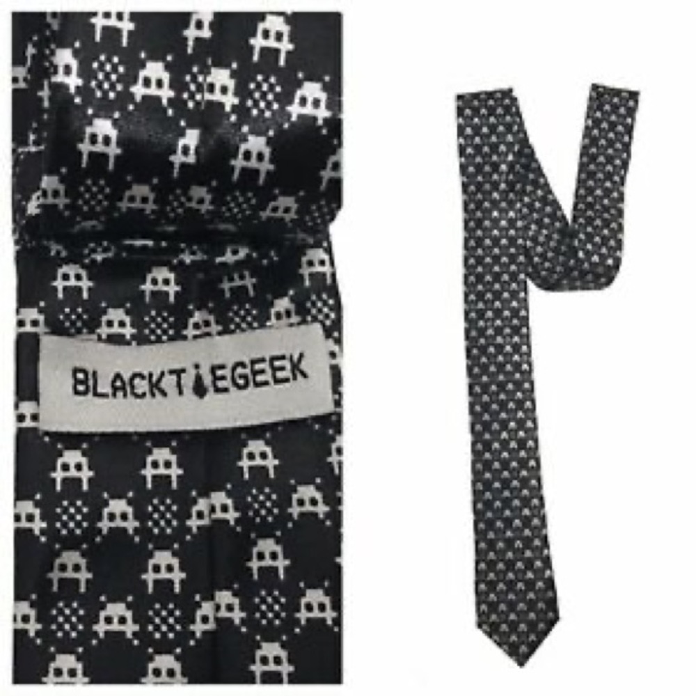 NERD CHIC - NIB Black tie geek Soace Invaders Tie